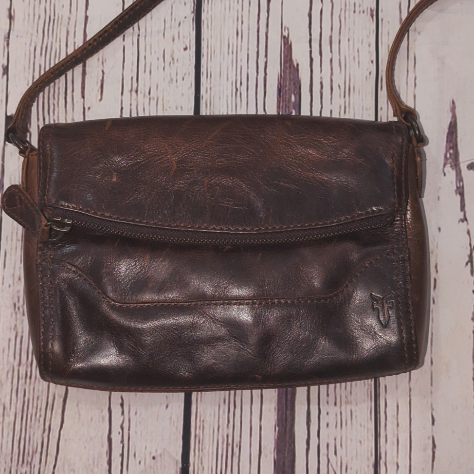 Frye Leather Crossbody Bag Adjustable Dark Brown Leather Flap Purse